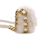 Chanel Fur Mini Flap Bag White Ivory Crossbody Chunky Chain IDO