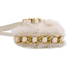 Chanel Fur Mini Flap Bag White Ivory Crossbody Chunky Chain IDO