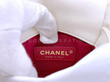 Chanel Fur Mini Flap Bag White Ivory Crossbody Chunky Chain IDO