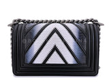 Chanel Lizard Boy Bag 2016 Rare Black Airlines Chevron Flap OE7