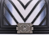 Chanel Lizard Boy Bag 2016 Rare Black Airlines Chevron Flap OE7