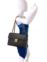 Chanel 1994 Vintage Black Maxi Classic Flap Bag 24k GHW FTD