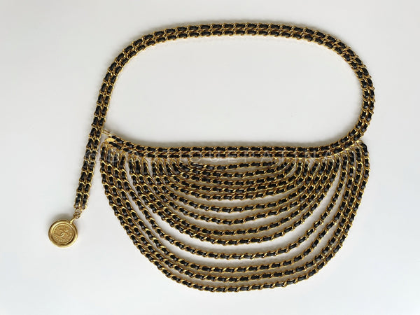 Rare Chanel 93P 15-Layer Woven Chain Belt Necklace 24k GHW