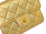 Chanel 1994 Vintage Gold “Child” Extra Square Mini Kelly Bag O3E