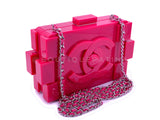 Chanel 2014 Pink Lego Brick Minaudière Plexiglass Clutch Shoulder Bag RHW VW2