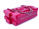 Chanel 2014 Pink Lego Brick Minaudière Plexiglass Clutch Shoulder Bag RHW VW2