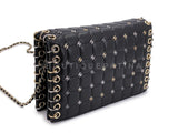 Chanel CC Studded Bag Pristine 16B Black Punk Piercing Clutch on Chain
