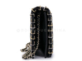 Chanel CC Studded Bag Pristine 16B Black Punk Piercing Clutch on Chain