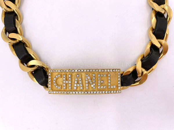 Chanel "Barbie" Crystal Letter Choker Necklace 95P Vintage ID Woven