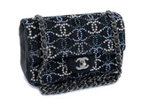 Chanel Crystal CC Embellished Rectangular Mini Flap Bag Dark Navy Velvet RHW VFO