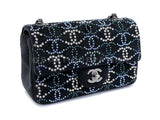 Chanel Crystal CC Embellished Rectangular Mini Flap Bag Dark Navy Velvet RHW VFO