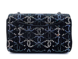 Chanel Crystal CC Embellished Rectangular Mini Flap Bag Dark Navy Velvet RHW VFO