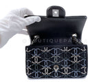 Chanel Crystal CC Embellished Rectangular Mini Flap Bag Dark Navy Velvet RHW VFO