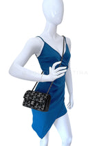 Chanel Crystal CC Embellished Rectangular Mini Flap Bag Dark Navy Velvet RHW VFO