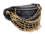 Chanel 19A Black All About Chains Pearl Fanny Pack Bag GHW 1LP