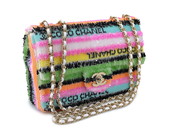 Chanel Micro Rainbow Sequins Rectangular Mini Flap Bag GHW