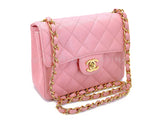 Chanel 2004 Vintage Sakura Pink Caviar Square Mini Flap Bag 24k GHW RJA