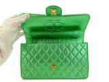 Chanel 1994 Vintage Parent Child Bag Kelly Flap Set Metallic Green 24k GHW RRJ