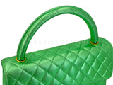 Chanel 1994 Vintage Parent Child Bag Kelly Flap Set Metallic Green 24k GHW RRJ