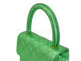 Chanel 1994 Vintage Parent Child Bag Kelly Flap Set Metallic Green 24k GHW RRJ