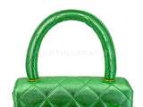 Chanel 1994 Vintage Parent Child Bag Kelly Flap Set Metallic Green 24k GHW RRJ
