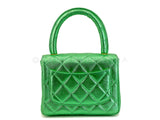 Chanel 1994 Vintage Parent Child Bag Kelly Flap Set Metallic Green 24k GHW RRJ