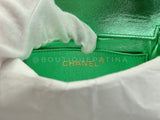 Chanel 1994 Vintage Parent Child Bag Kelly Flap Set Metallic Green 24k GHW RRJ