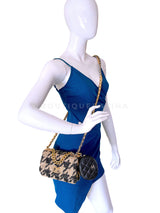 Chanel 19 19K Beige-Black Houndstooth Wallet on Chain WOC Bag Set JV3