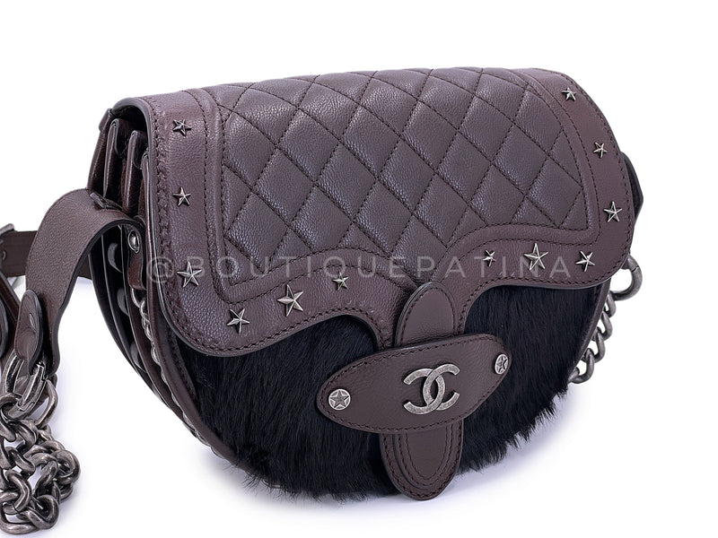 Chanel 2014 Paris Dallas Métiers d'Art Brown Pony Hair Crossbody Bullet Strap Bag RHW