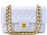 Chanel Vintage White Caviar Medium Classic Double Flap Bag 24k GHW 4RF