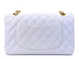Chanel Vintage White Caviar Medium Classic Double Flap Bag 24k GHW 4RF