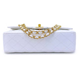 Chanel Vintage White Caviar Medium Classic Double Flap Bag 24k GHW 4RF