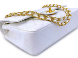 Chanel Vintage White Caviar Medium Classic Double Flap Bag 24k GHW 4RF