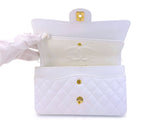 Chanel Vintage White Caviar Medium Classic Double Flap Bag 24k GHW 4RF