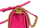 Chanel 23FW Fuchsia Pink Shearling Round Boy Flap Bag GHW EB1