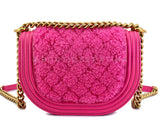 Chanel 23FW Fuchsia Pink Shearling Round Boy Flap Bag GHW EB1