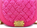 Chanel 23FW Fuchsia Pink Shearling Round Boy Flap Bag GHW EB1