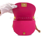 Chanel 23FW Fuchsia Pink Shearling Round Boy Flap Bag GHW EB1