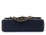 Chanel 2005 Vintage Black Caviar Medium Classic Double Flap Bag 24k GHW D3R