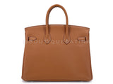 Hermès Gold Togo Beige Brown Birkin 25 Tote Bag Palladium PHW PPK