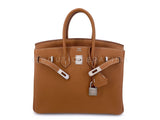 Hermès Gold Togo Beige Brown Birkin 25 Tote Bag Palladium PHW PPK