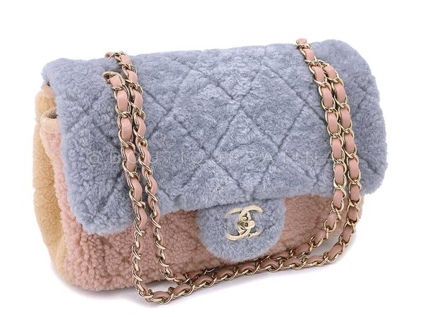 Chanel 2019 Pastel Shearling Medium Quilted Flap Bag GHW