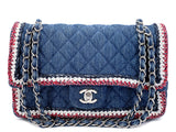 Chanel 2018 Framed Denim Medium Classic Flap Bag SHW MVJ