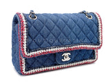 Chanel 2018 Framed Denim Medium Classic Flap Bag SHW MVJ