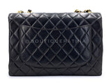 Chanel 1996 Vintage Black Jumbo Classic Flap Bag 24k GHW Lambskin 3QC