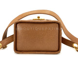 Chanel Vintage Caviar Caramel Brown Chevron Encircled CC N/S Vanity Case Bag MSC
