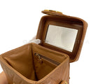 Chanel Vintage Caviar Caramel Brown Chevron Encircled CC N/S Vanity Case Bag MSC