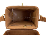 Chanel Vintage Caviar Caramel Brown Chevron Encircled CC N/S Vanity Case Bag MSC