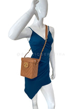 Chanel Vintage Caviar Caramel Brown Chevron Encircled CC N/S Vanity Case Bag MSC