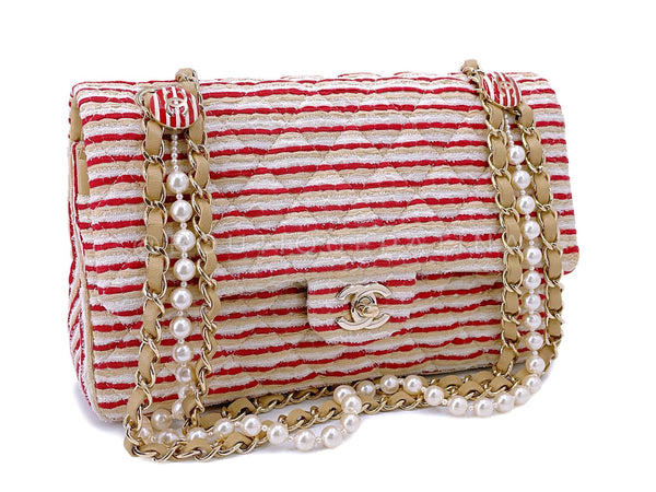 Chanel Coco Sailor Medium Flap Red Striped Classic Double GHW 2014 Bag